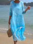 Vacation Floral Crew Neck Maxi Dress