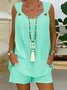 Casual Plain Spaghetti Two-Piece Set