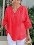 Casual Plain Half Open Collar Blouse