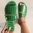Summer Crocodile Pattern Large Size Outdoor Flat Slippers Women's Metal Chain Fashionable Beach Slippers