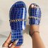 Summer Crocodile Pattern Large Size Outdoor Flat Slippers Women's Metal Chain Fashionable Beach Slippers