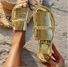 Summer Crocodile Pattern Large Size Outdoor Flat Slippers Women's Metal Chain Fashionable Beach Slippers