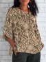 Women Floral Crew Neck Casual Long Sleeve T-shirt