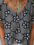 Women Floral V Neck Casual Short Sleeve T-shirt