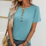 Women Plain V Neck Casual Short Sleeve T-shirt
