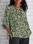 Women Floral Crew Neck Casual Long Sleeve T-shirt