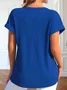 Notched Cotton Elegant Plain Blouse