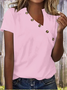 Women Plain Asymmetrical Vintage Short Sleeve T-shirt
