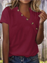 Women Plain Asymmetrical Vintage Short Sleeve T-shirt