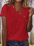 Women Plain Asymmetrical Vintage Short Sleeve T-shirt