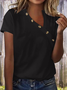 Women Plain Asymmetrical Vintage Short Sleeve T-shirt