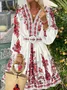 Vacation Floral V Neck Midi Dress With Belt