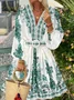 Vacation Floral V Neck Midi Dress With Belt