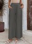Women's  Elastic Waist H-Line Wide Leg Pants Daily Going Out Pants White Casual Split Joint Plain Spring/Fall Pants