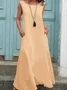 Casual Plain Crew Neck Maxi Dress