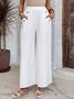 Women's  Elastic Waist H-Line Wide Leg Pants Daily Going Out Pants White Casual Split Joint Plain Spring/Fall Pants
