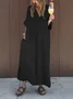 Casual Plain V Neck Maxi Dress