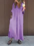 Casual Plain V Neck Maxi Dress