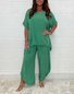 Women's Plain Daily Going Out Two-Piece Set Beige Casual Summer Top With Pants Matching Set