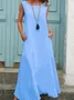 Casual Plain Crew Neck Maxi Dress
