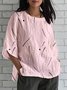 Crew Neck Casual Linen Blend Loose Shirt