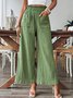 Plain Regular Fit Linen Casual Pants