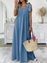Casual Plain Cotton Regular Fit Dress With No