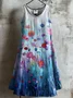 Linen Casual Crew Neck Regular Fit Dress With No
