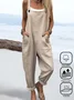 Cotton And Linen Casual Regular Fit Jumpsuit