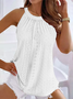 Casual Plain Halter Lace Tank Top