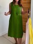 Casual Plain Crew Neck Maxi Dress