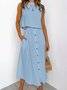 Casual Plain Crew Neck Two-Piece Set