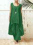 Casual Plain Crew Neck Two-Piece Set