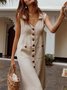 Urban Plain V Neck Midi Dress