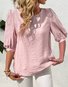 Women Plain Crew Neck Casual Half Sleeve T-shirt