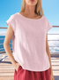 Women Plain Crew Neck Casual Short Sleeve T-shirt
