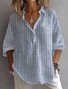 Women's Stripe Print Casual Button-Down Shirt