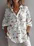 Women's Vintage Floral Print Lapel Button-Down Shirt