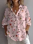 Women's Vintage Floral Print Lapel Button-Down Shirt