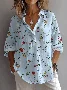Women's Vintage Floral Print Lapel Button-Down Shirt
