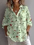 Women's Vintage Floral Print Lapel Button-Down Shirt