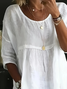 Women's Half Sleeve Shirt Summer White Plain Printing Crew Neck Daily Going Out Casual Top