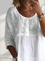 Women's Half Sleeve Shirt Summer White Floral Printing Crew Neck Daily Going Out Casual Top