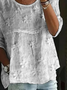 Women's Half Sleeve Shirt Summer White Floral Printing Crew Neck Daily Going Out Casual Top