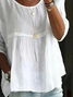 Women's Half Sleeve Shirt Summer White Plain Printing Crew Neck Daily Going Out Casual Top