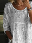 Women's Half Sleeve Shirt Summer White Floral Printing Crew Neck Daily Going Out Casual Top