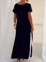 Casual Color Block V Neck Maxi Dress