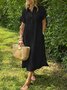 Casual Striped Shirt Collar Maxi Dress