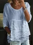 Women's Half Sleeve Shirt Summer White Floral Printing Crew Neck Daily Going Out Casual Top