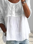 Women's Half Sleeve Shirt Summer White Floral Printing Crew Neck Daily Going Out Casual Top